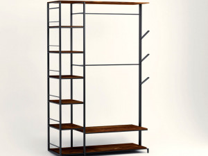 Metal and wood shelf 3D 모델
