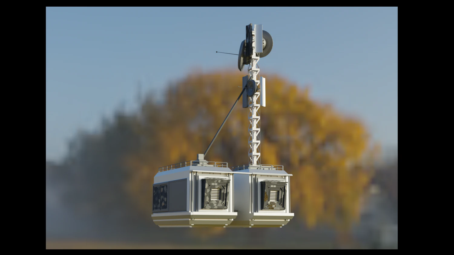 Scientific station with radio tower 3D Model .c4d .max .obj .3ds .fbx .stl .blend 