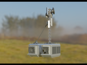 Scientific station with radio tower Model 3D