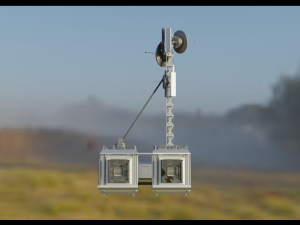 Scientific station with radio tower Model 3D