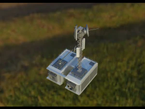 Scientific station with radio tower 3D Model