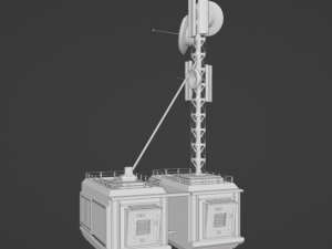 Scientific station with radio tower Model 3D