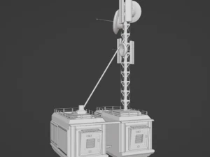 Scientific station with radio tower 3D Model