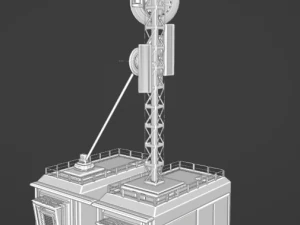 Scientific station with radio tower 3D Model