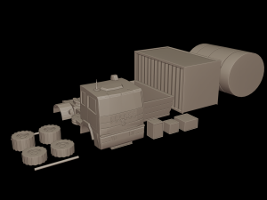 TRUCK WITH TRAILER AND FUNCTIONAL WHEELS 3D Print Model