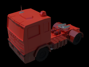 TRUCK WITH TRAILER AND FUNCTIONAL WHEELS 3D Print Model