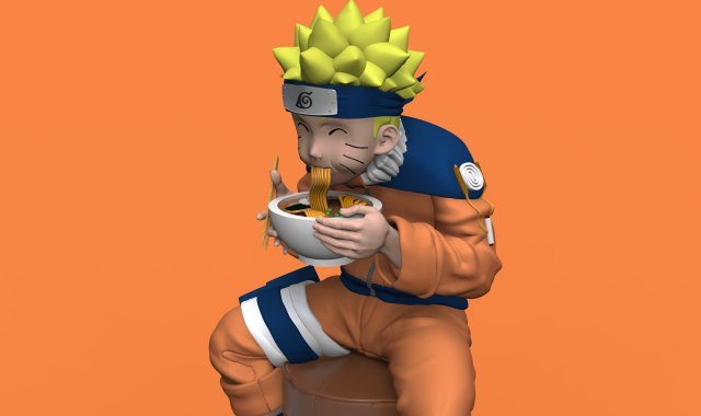 FIGURA NARUTO COMIENDO RAMEN 3D Принт Модель .c4d .max .obj .3ds .fbx .stl .blend 