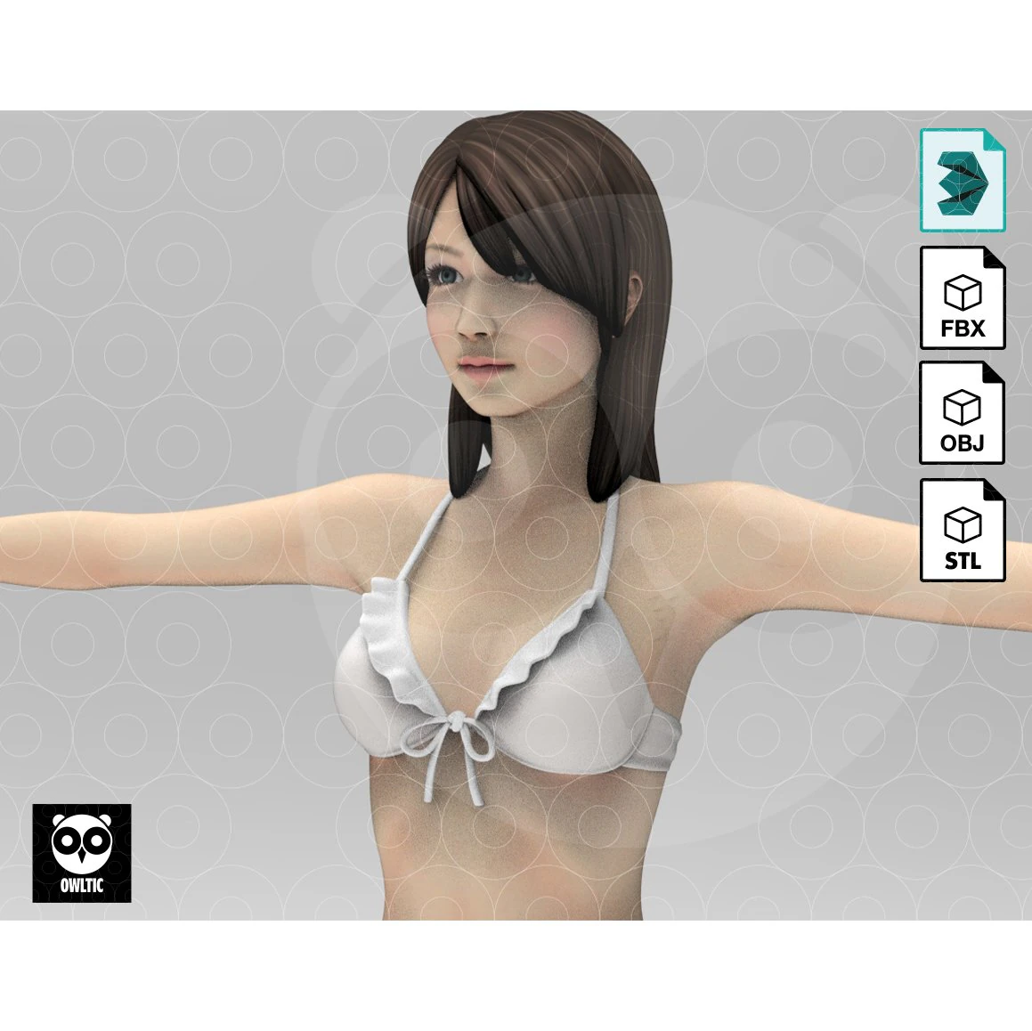 Bikini Girl 3D Model .c4d .max .obj .3ds .fbx .stl .blend 