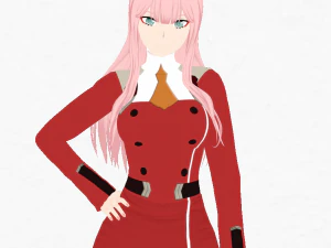 来自 Darling 的零二 3D 粉丝艺术，采用 FranXX 格式混合器和统一测试 3D 模型