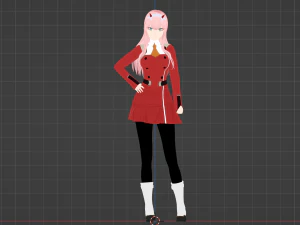 Karya penggemar 3D Zero Two dari Darling dalam format Blender FranXX dan uji kesatuan Model 3D