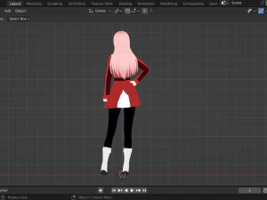 Karya penggemar 3D Zero Two dari Darling dalam format Blender FranXX dan uji kesatuan Model 3D
