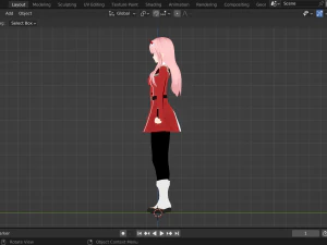 Karya penggemar 3D Zero Two dari Darling dalam format Blender FranXX dan uji kesatuan Model 3D