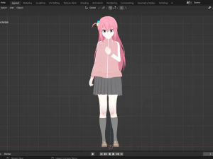 Hitori Gotou 3D fan art from Bocchi the Rock format blender 3D Model