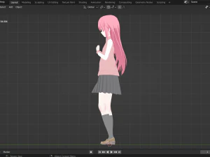 Hitori Gotou 3D fan art from Bocchi the Rock format blender 3D Model