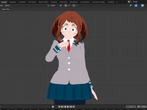 Uraraka Ochako 3D fan art from My Hero Academia - blender format 3D Model