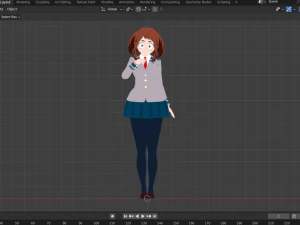 Uraraka Ochako 3D fan art from My Hero Academia - blender format 3D Model