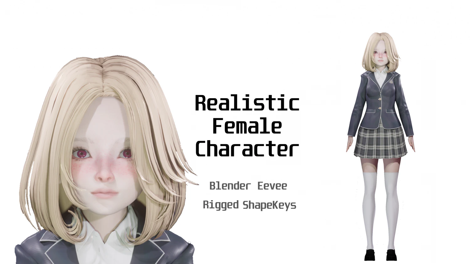School Girl - Realistic Female Character - Blender Eevee 3D Model .c4d .max .obj .3ds .fbx .stl .blend 