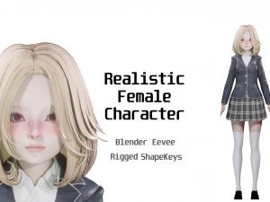 School Girl - Realistic Female Character - Blender Eevee 3D Model