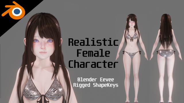 Bikini Model - Realistic Female Character - Blender Eevee 3D Model .c4d .max .obj .3ds .fbx .stl .blend 