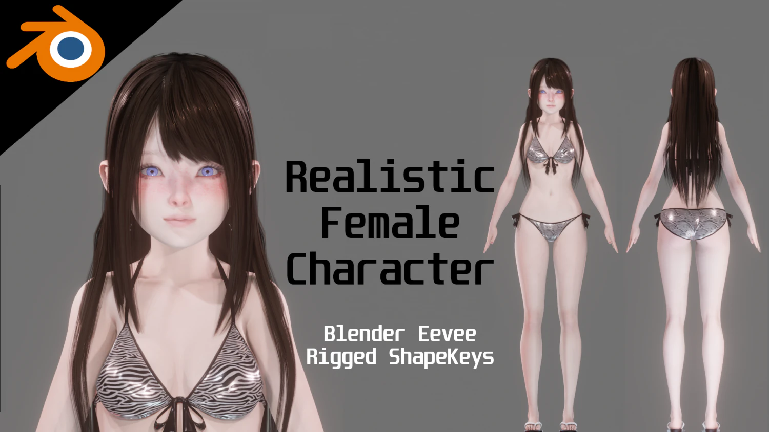 Bikini Model - Realistic Female Character - Blender Eevee 3D Model .c4d .max .obj .3ds .fbx .stl .blend