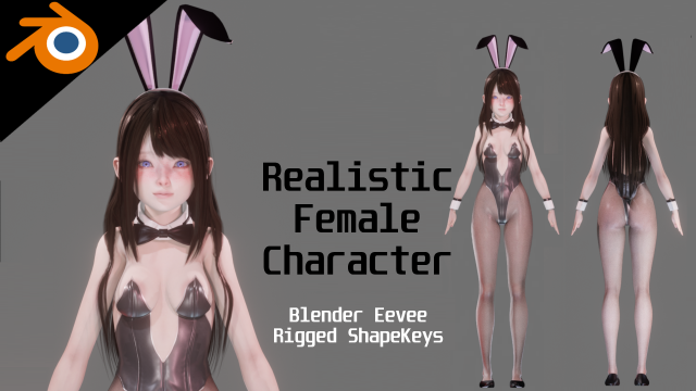 Bunny Girl - Realistic Female Character - Blender Eevee Model 3D .c4d .max .obj .3ds .fbx .stl .blend 