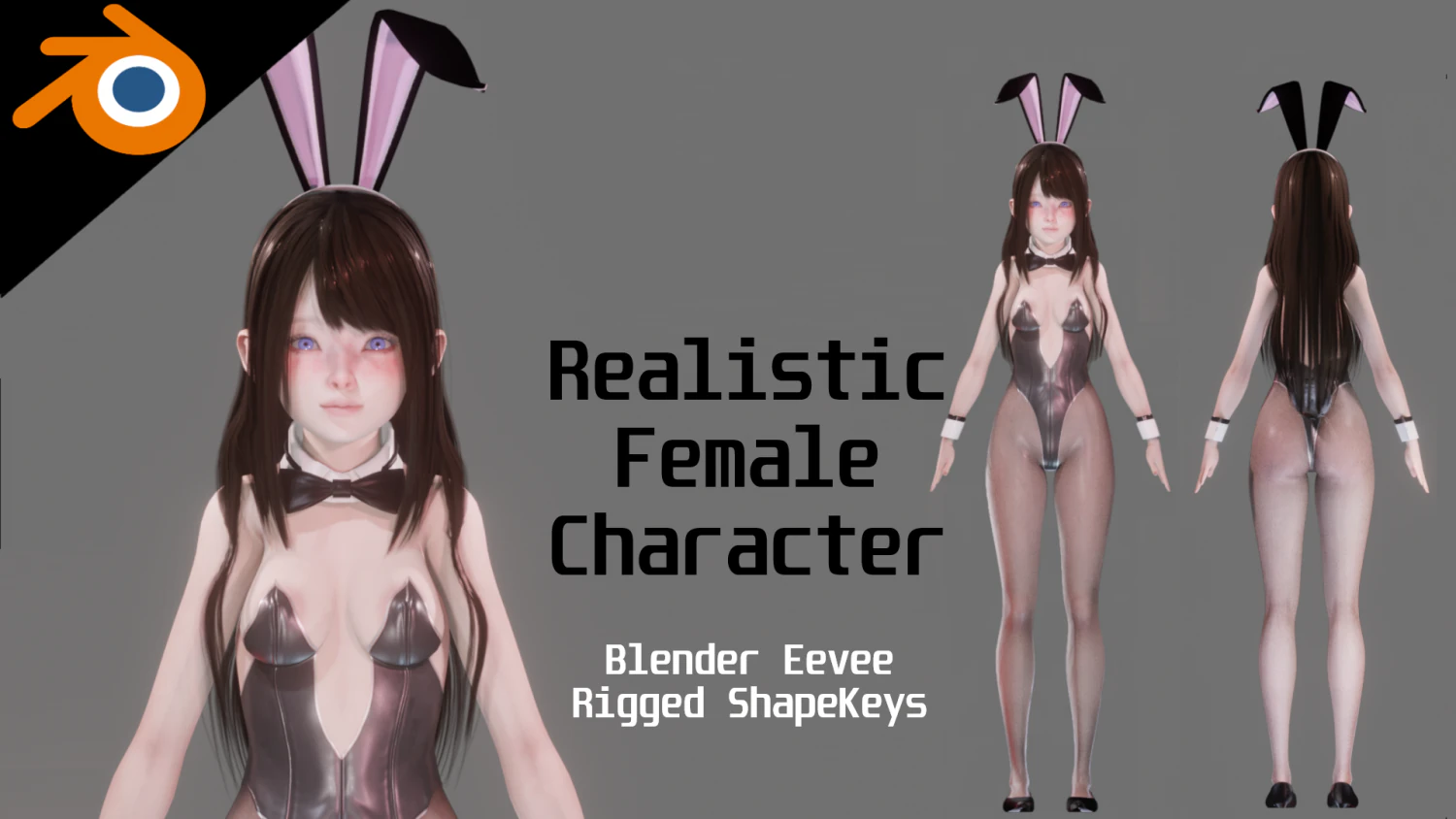 Bunny Girl - Personaggio femminile realistico - Blender Eevee Modello 3D .c4d .max .obj .3ds .fbx .stl .blend 