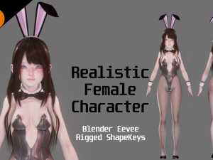 Bunny Girl - Realistic Female Character - Blender Eevee 3Dモデル