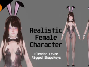 兔女郎 - 现实女性角色 - Blender Eevee 3D 模型