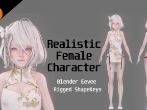 Chinese dress - Realistic Female Character - Blender Eevee 3D Model