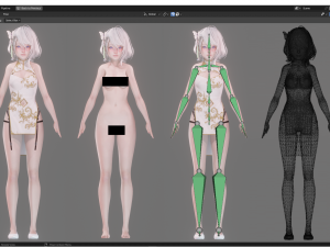 Chinese dress - Realistic Female Character - Blender Eevee Model 3D