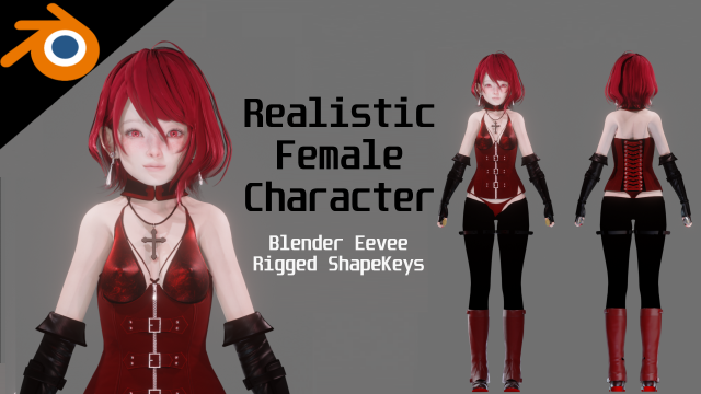 Blood Assassin Girl - Realistic Female Character - Blender Eevee Modelo 3D .c4d .max .obj .3ds .fbx .stl .blend 