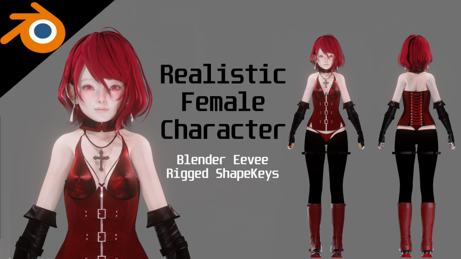 Blood Assassin Girl - Realistic Female Character - Blender Eevee 3D Model .c4d .max .obj .3ds .fbx .stl .blend 
