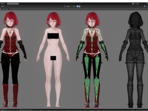 Blood Assassin Girl - Realistic Female Character - Blender Eevee 3D Model