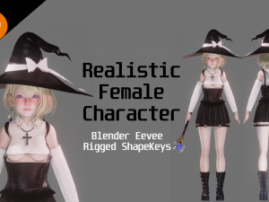 White Magician Girl - Realistic Female Character - Blender Eevee Modelo 3D