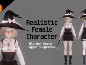 Beyaz B&uuml;y&uuml;c&uuml; Kız - Ger&ccedil;ek&ccedil;i Kadın Karakter - Blender Eevee 3D Model