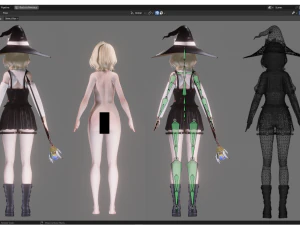 White Magician Girl - Realistic Female Character - Blender Eevee 3D Model
