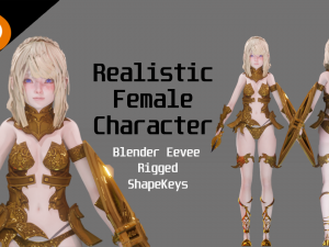 Golden Knight Girl - Realistic Female Character - Blender Eevee Modelo 3D