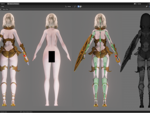 Golden Knight Girl - Realistic Female Character - Blender Eevee 3D-Modell