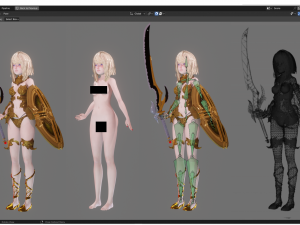 Golden Knight Girl - Realistic Female Character - Blender Eevee 3D-Modell