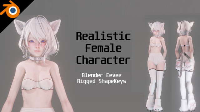 Cat Girl - Realistic Female Character - Blender Eevee Modelo 3D .c4d .max .obj .3ds .fbx .stl .blend 