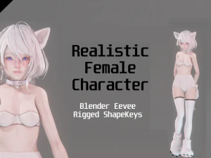 Kedi Kız - Ger&ccedil;ek&ccedil;i Kadın Karakter - Blender Eevee 3D Model
