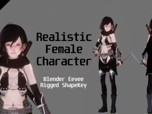 Dark Assassin Girl - Personagem Feminina Realista - Blender Eevee Modelo 3D