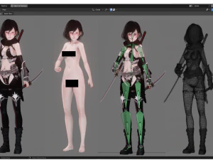 Dark Assassin Girl - Realistic Female Character - Blender Eevee 3D Model