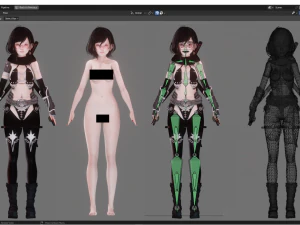 Dark Assassin Girl - Realistic Female Character - Blender Eevee 3D Model