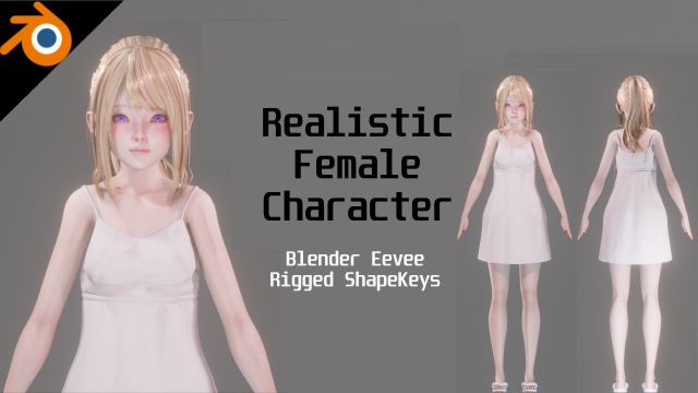 Girl in Casual Clothing 0001 - Realistic Female Character - Blender Eevee 3D Модель .c4d .max .obj .3ds .fbx .stl .blend 