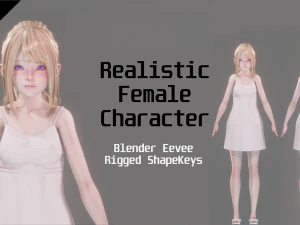 G&uuml;nl&uuml;k Giyimli Kız 0001 - Ger&ccedil;ek&ccedil;i Kadın Karakter - Blender Eevee 3D Model