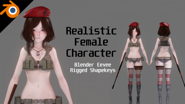 Soldier Agent Girl - Realistic Female Character - Blender Eevee 3D मॉडल .c4d .max .obj .3ds .fbx .stl .blend 