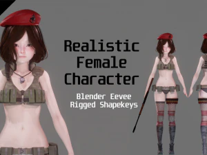 Asker Ajan Kız - Ger&ccedil;ek&ccedil;i Kadın Karakter - Blender Eevee 3D Model