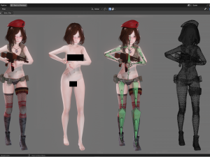 Soldier Agent Girl - Realistic Female Character - Blender Eevee 3D मॉडल