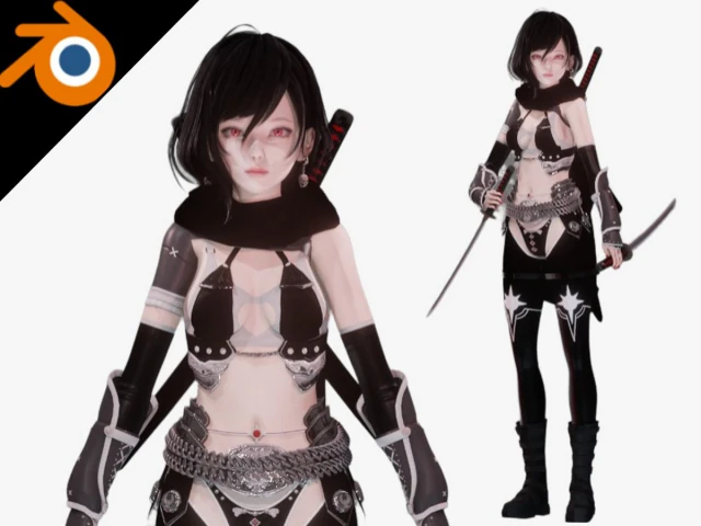 Karanlık Suikast&ccedil;ı - Ger&ccedil;ek&ccedil;i Kadın Karakter - Blender Eevee 3D Model .c4d .max .obj .3ds .fbx .stl .blend 